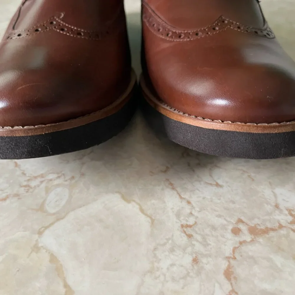 NWOB Bass Sz 10.5 Seth Boot Brown Leather Wing Tip Lace Up Boot Made in Brazil
